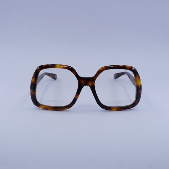 Gucci GG0625S 001 Sunglasses Havana Square Frame, Transparent Lenses - Picture 2 of 10